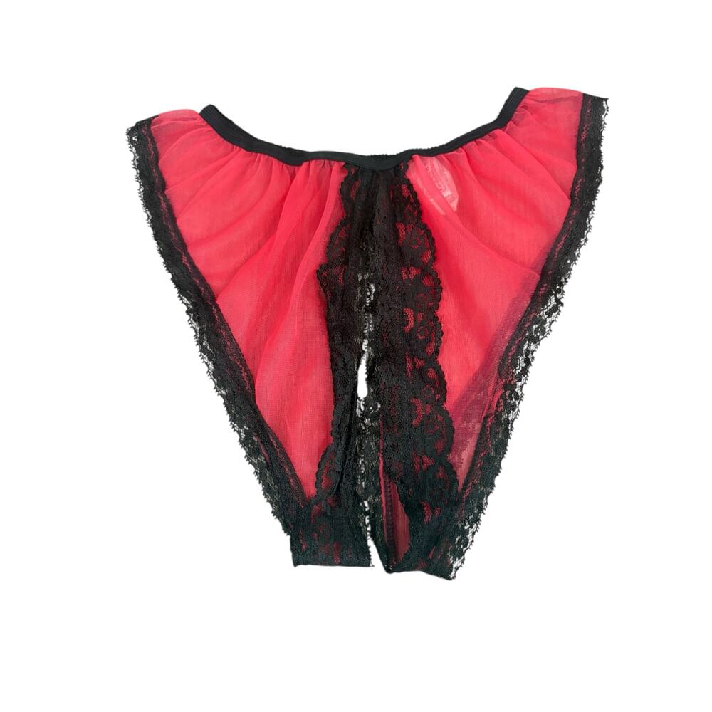 Vintage 1960's Frederick's of Hollywood Crotchless Nylon Panties M Pink Sheer